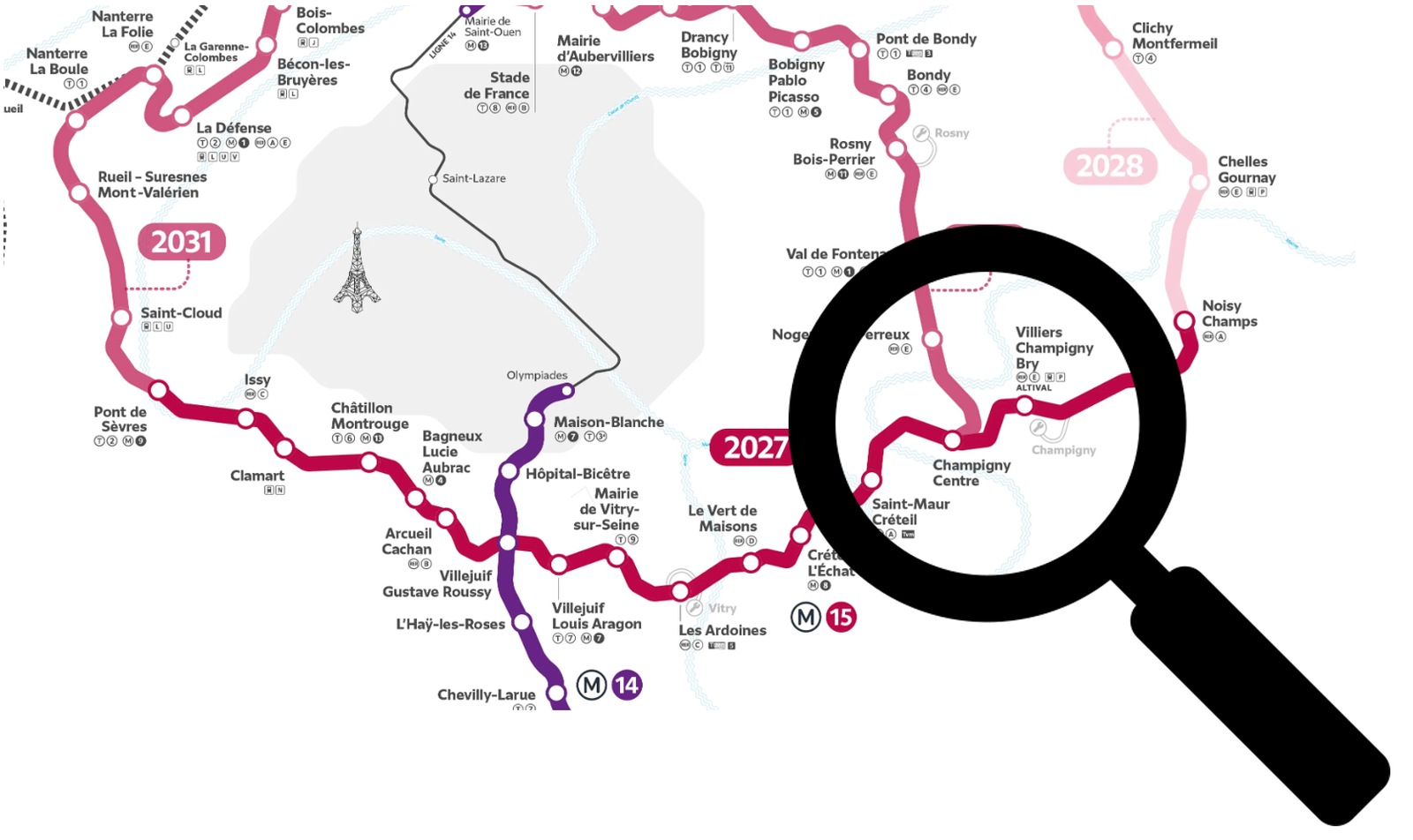Carte du Grand Paris Express — focus sur Champigny-sur-Marne et Villiers-sur-Marne